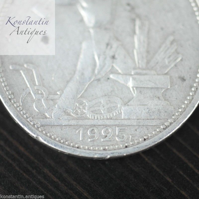 Vintage 1925 moneda de plata maciza 50 kopeks Secretario General Stalin de la URSS Moscú