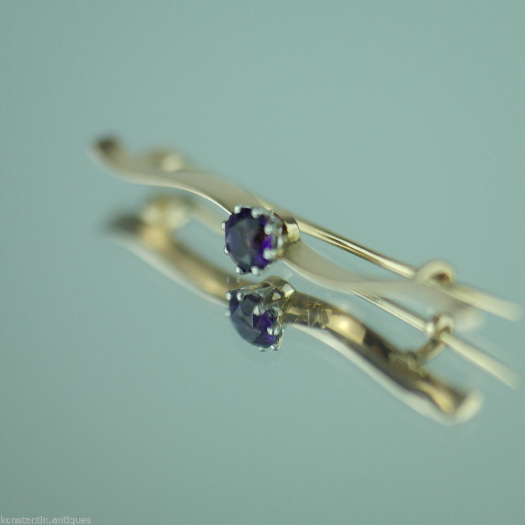 Antique Imperial Russian 56 gold pin brooch with beautiful Amethyst