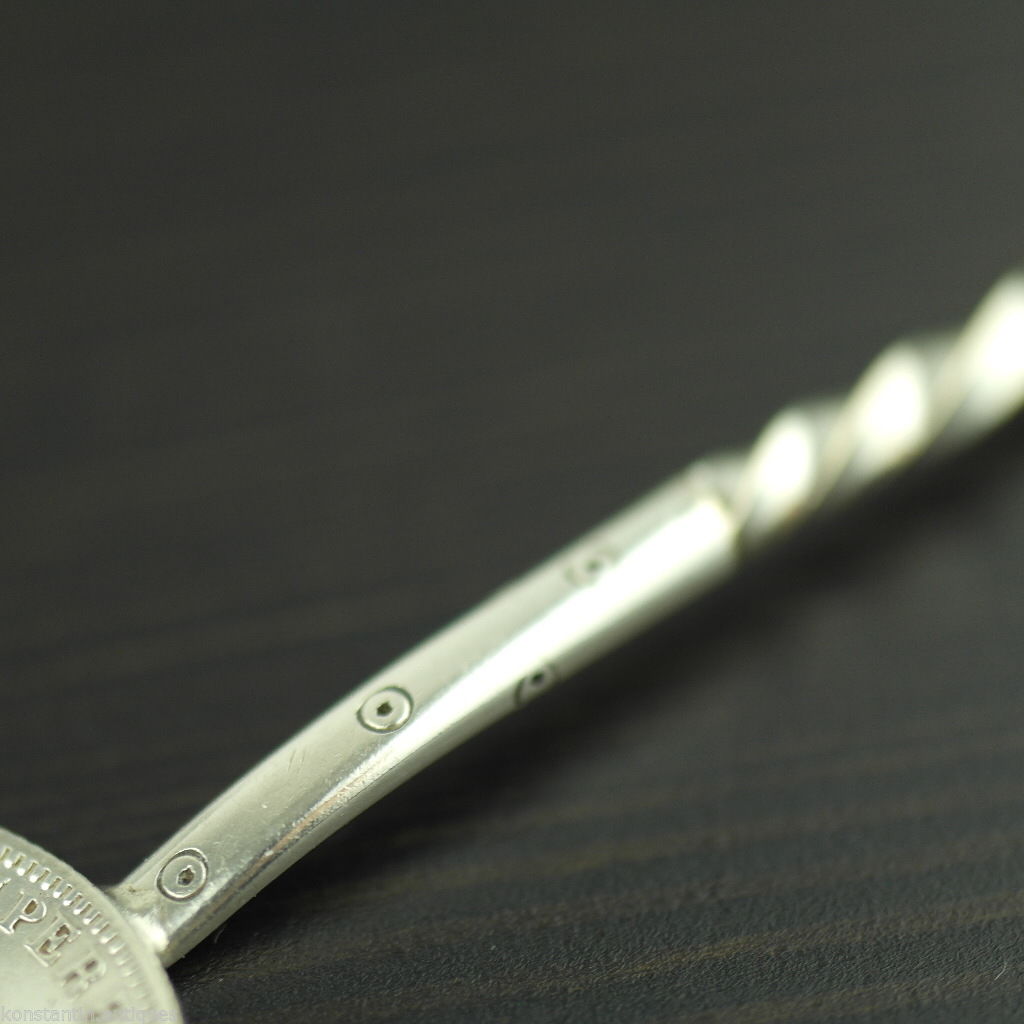 Antique 1868 solid silver coin spoon French Empire Napoleon III 1 Franc