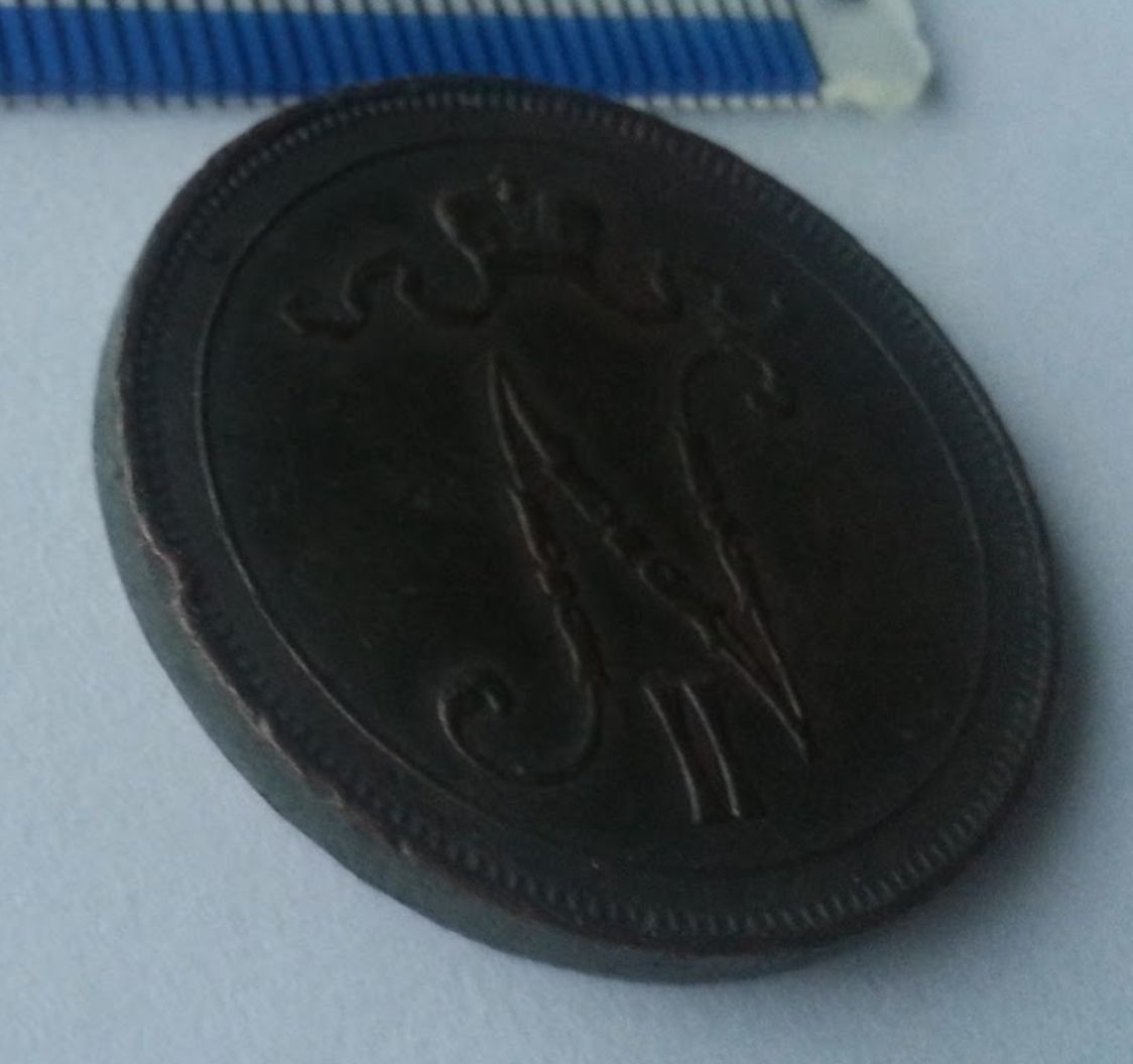 Moneda antigua de 1916 10 pennia kopeks Emperador Nicolás II del Imperio Ruso Finlandia
