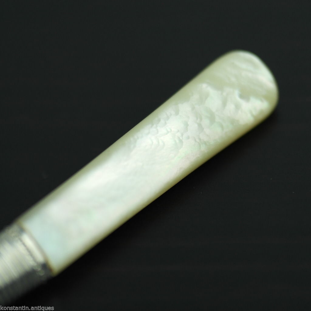 Antique silver plate tale knife mother of pearl Nacre handle British Empire