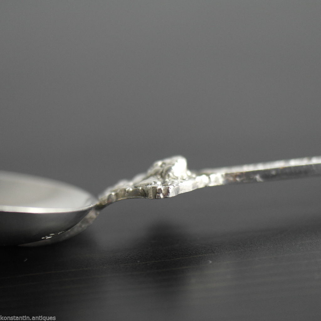 Antique 19thC HANAU sterling silver large anointing spoon