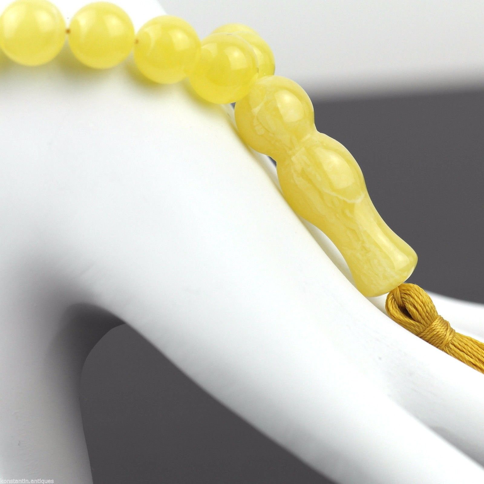 Cuentas genuinas de ámbar báltico 9 mm Islam Tasbih Rosario blanco yema nublada