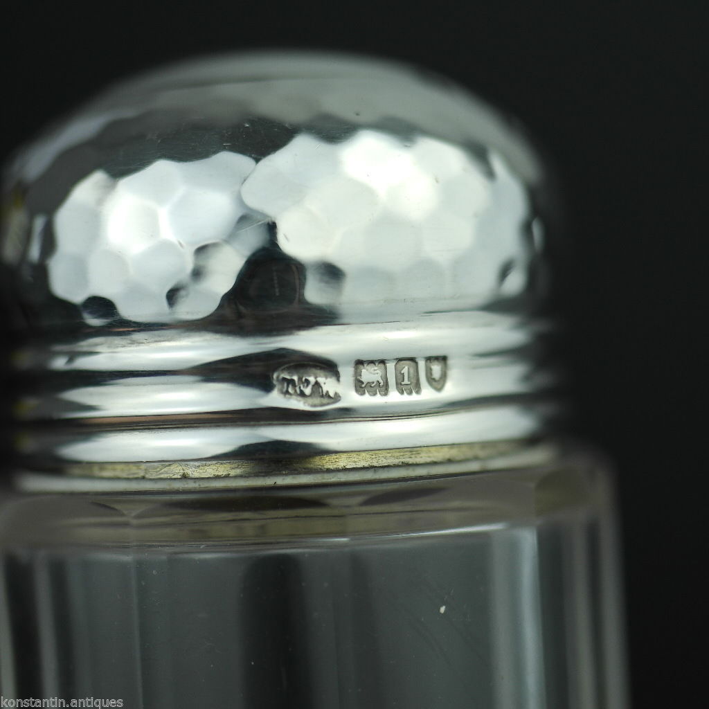 Antique 1906 cut glass vanity bottle solid silver lidl made in London