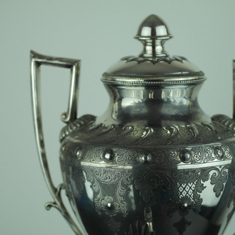 Viktorianischer versilberter Tee-Samowar mit Heißwasserurne von Cooper Brothers Sheffield