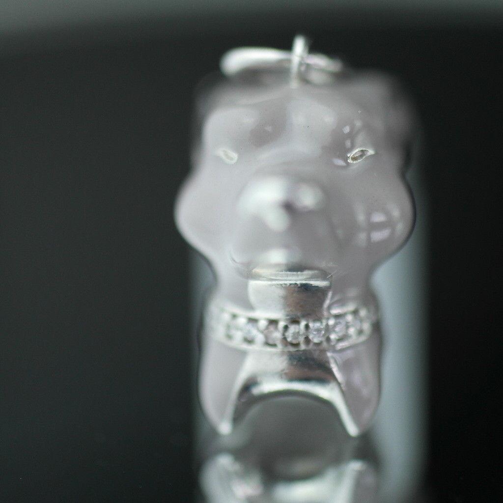 Sterling silver pendant grey Enamel Dog with incrusted collar band