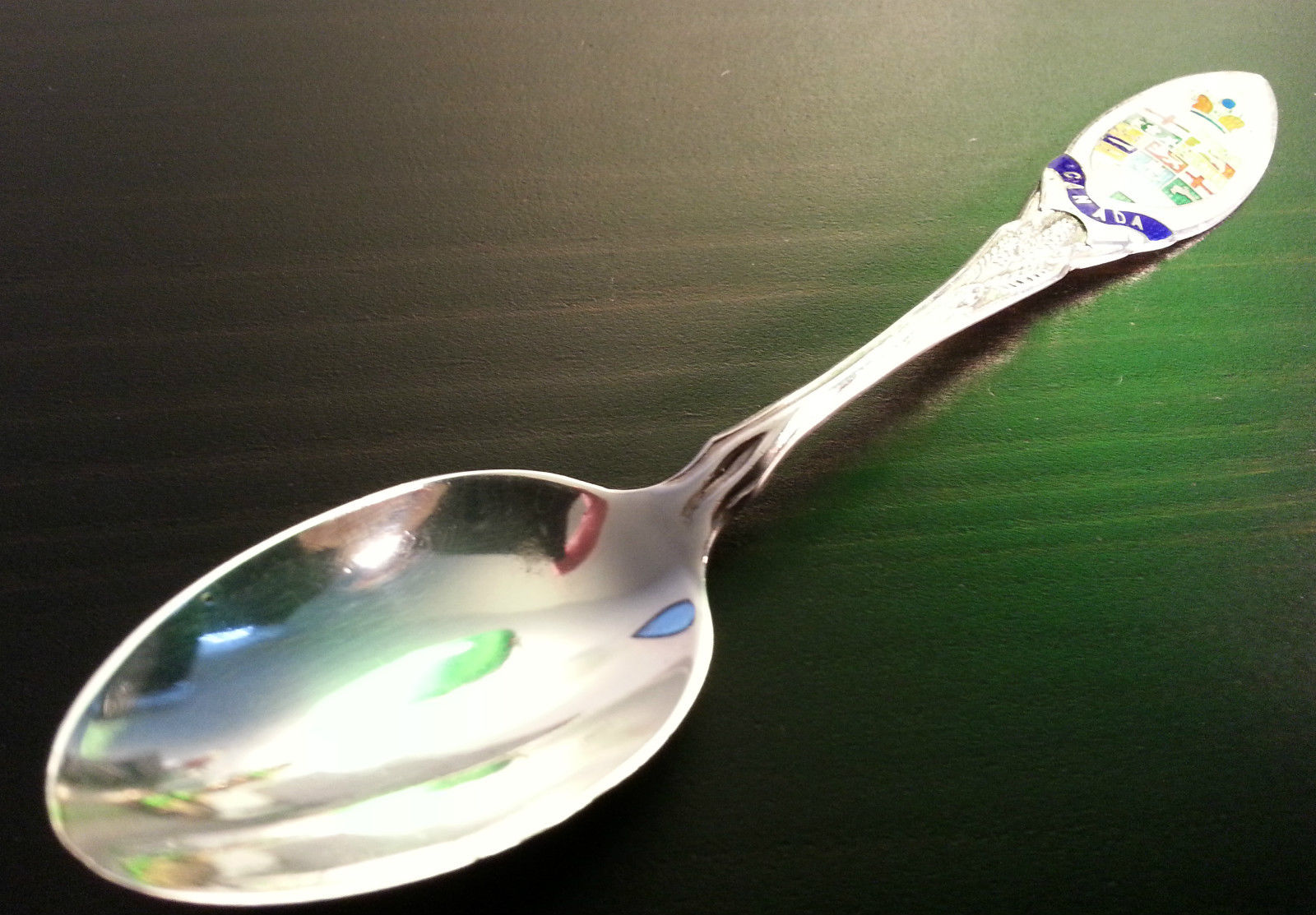 Antique enamel sterling silver spoon Canada Roden Bros Ltd