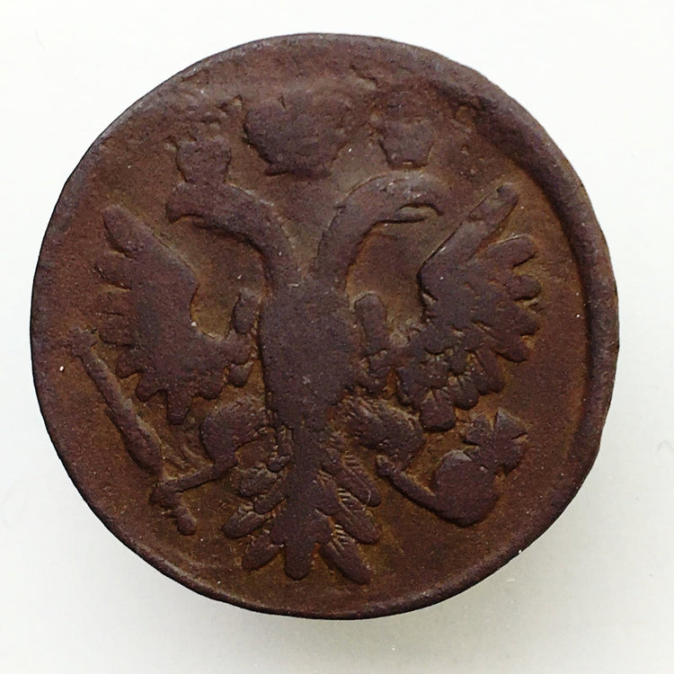 Antike 1736-Münze Denga-Kopek Kaiser Anna des Russischen Reiches 18. Jh