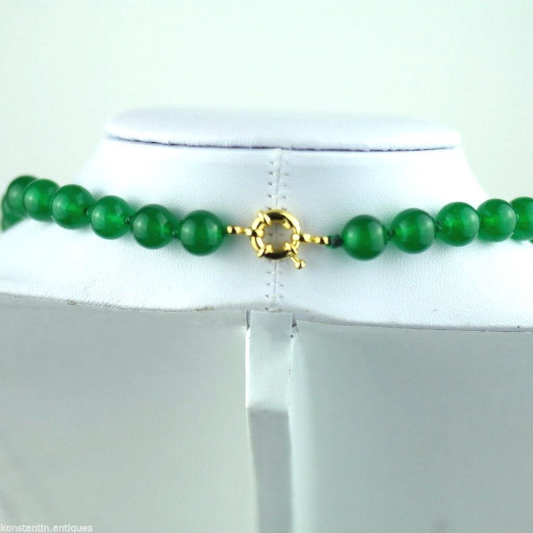 Stylish green crystal beads necklace gold plated clasp