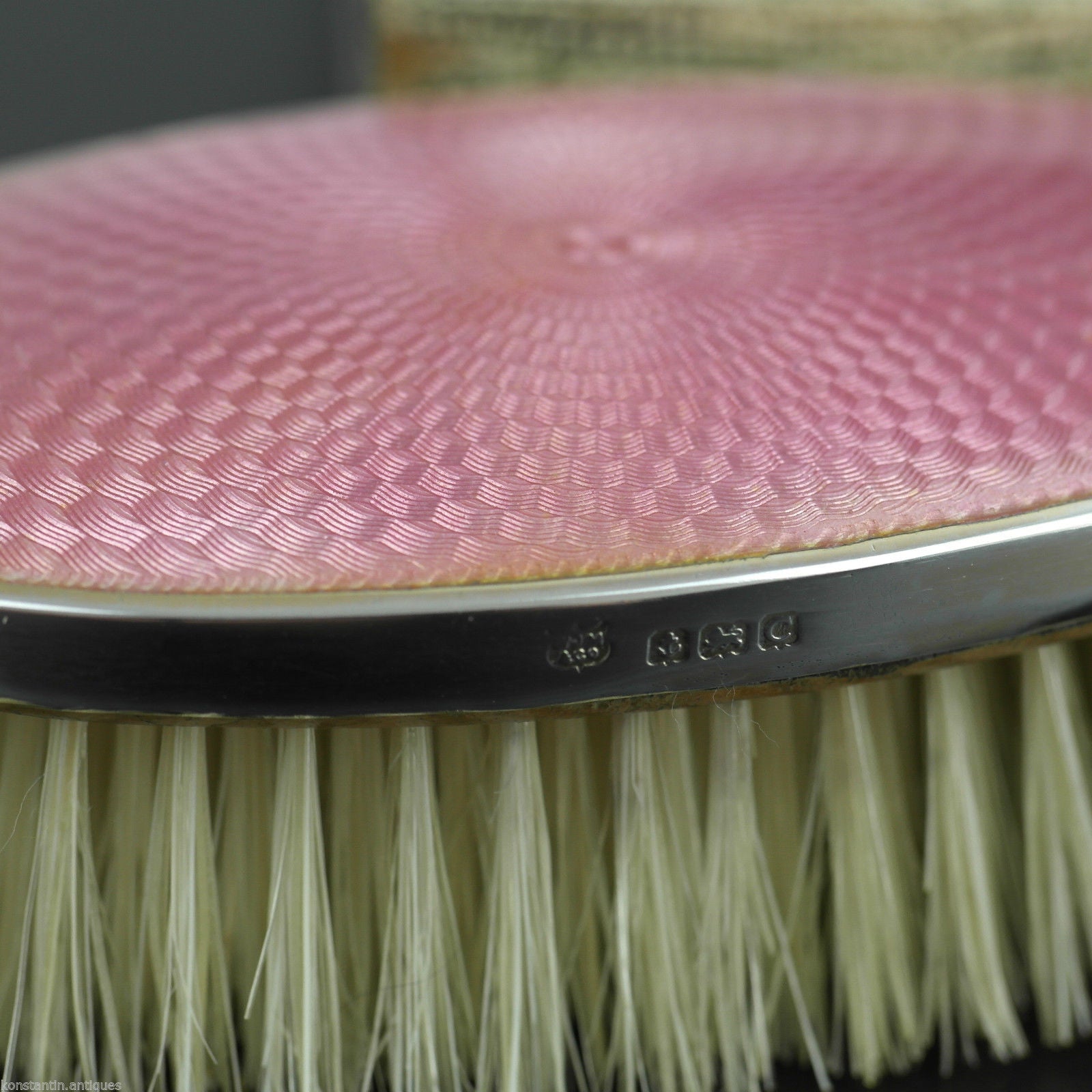 Antique 1927 sterling silver guilloche enamel brushes Birmingham Art Deco