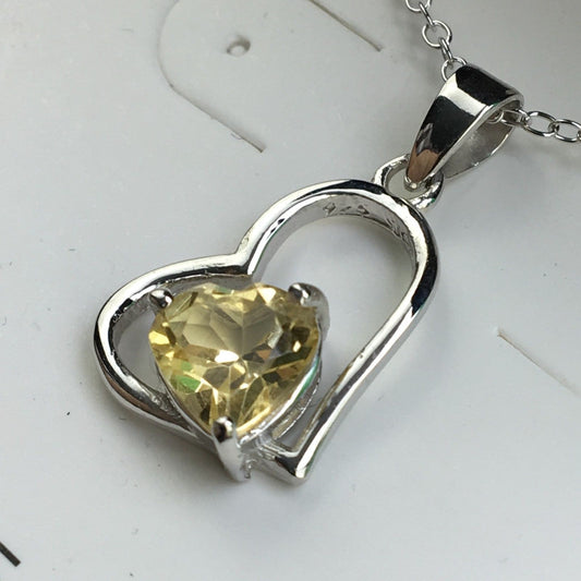 Sterling silver Citrine stone pendant on chain 925 Chateau Montreal