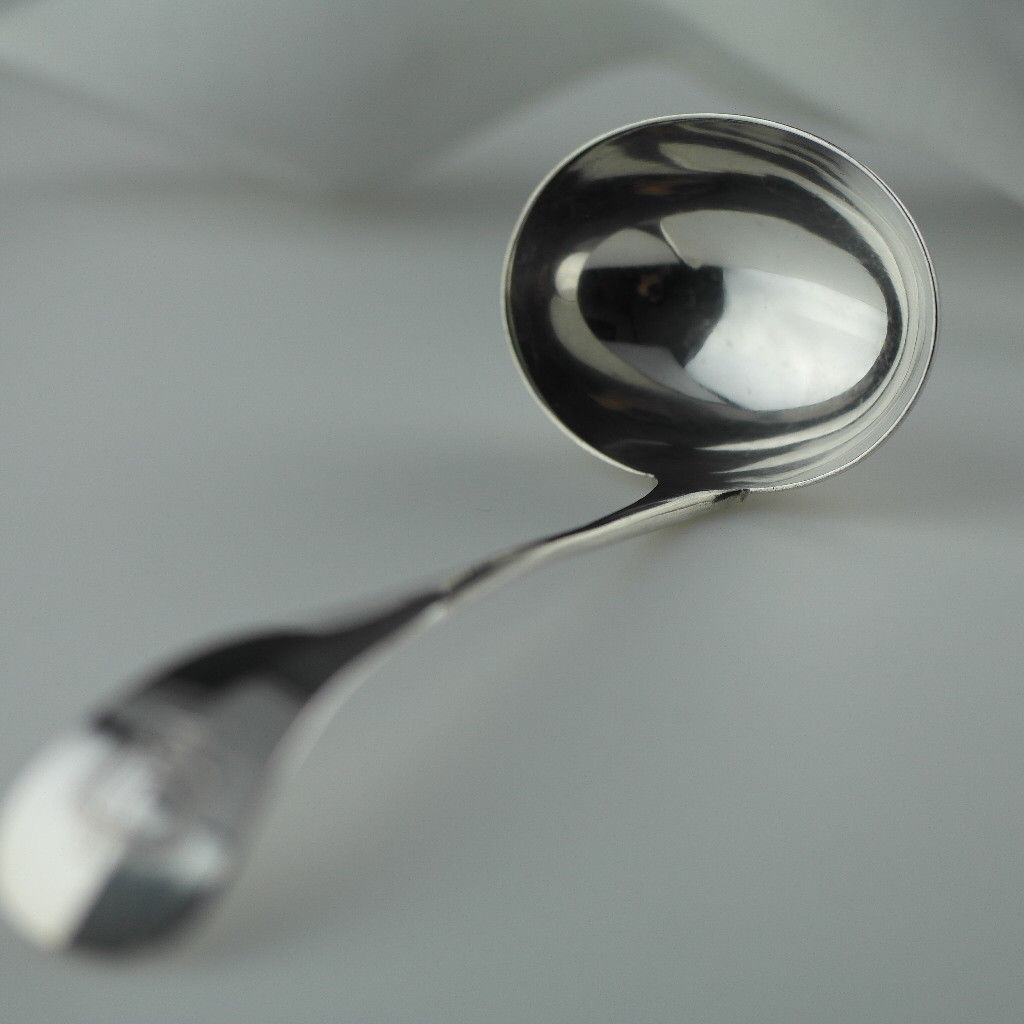 Antique Switzerland solid silver ladle Conrad Wirth 800