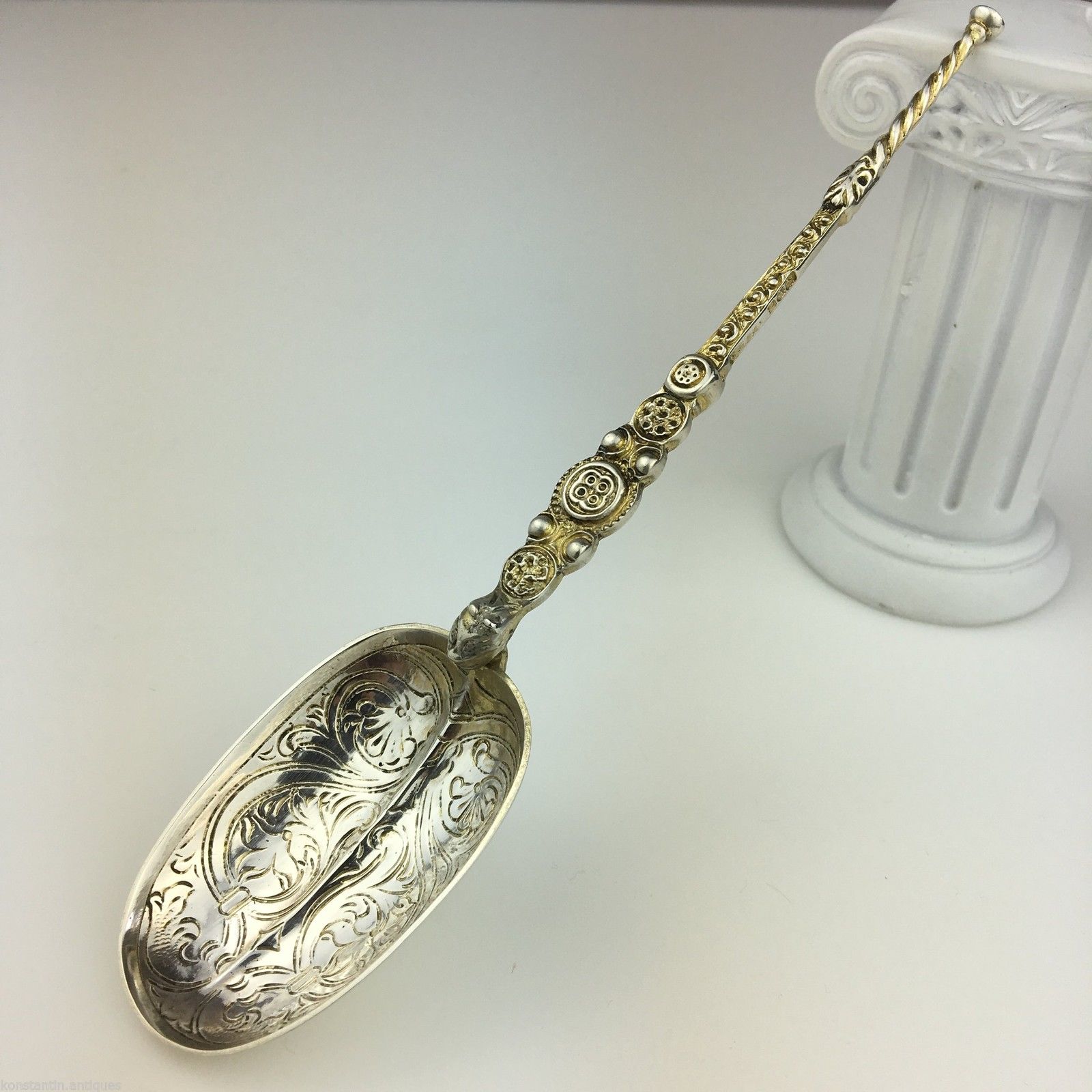 Antiker Salblöffel aus Sterlingsilber aus dem Jahr 1910, London, Britisches Empire