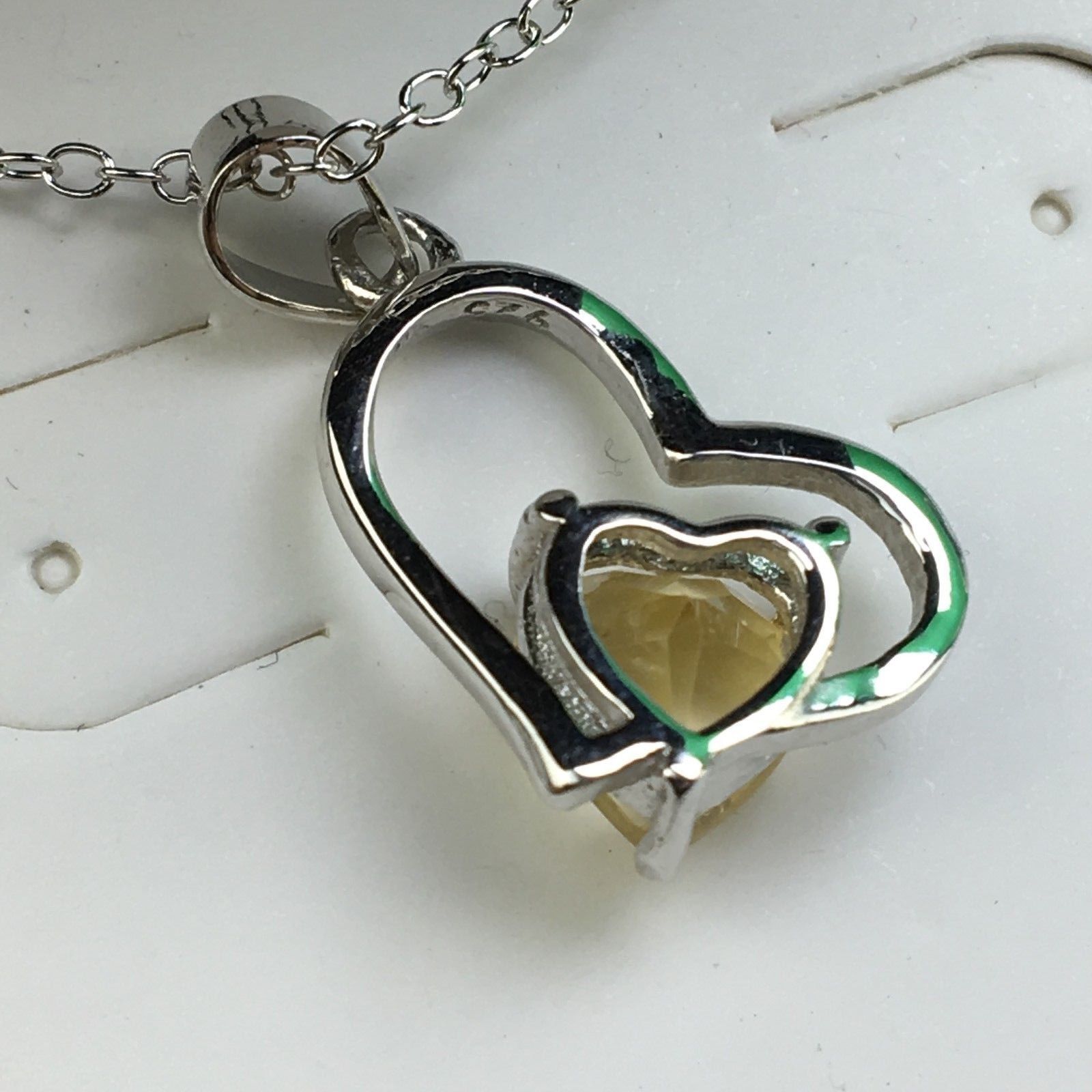 Sterling silver Citrine stone pendant on chain 925 Chateau Montreal