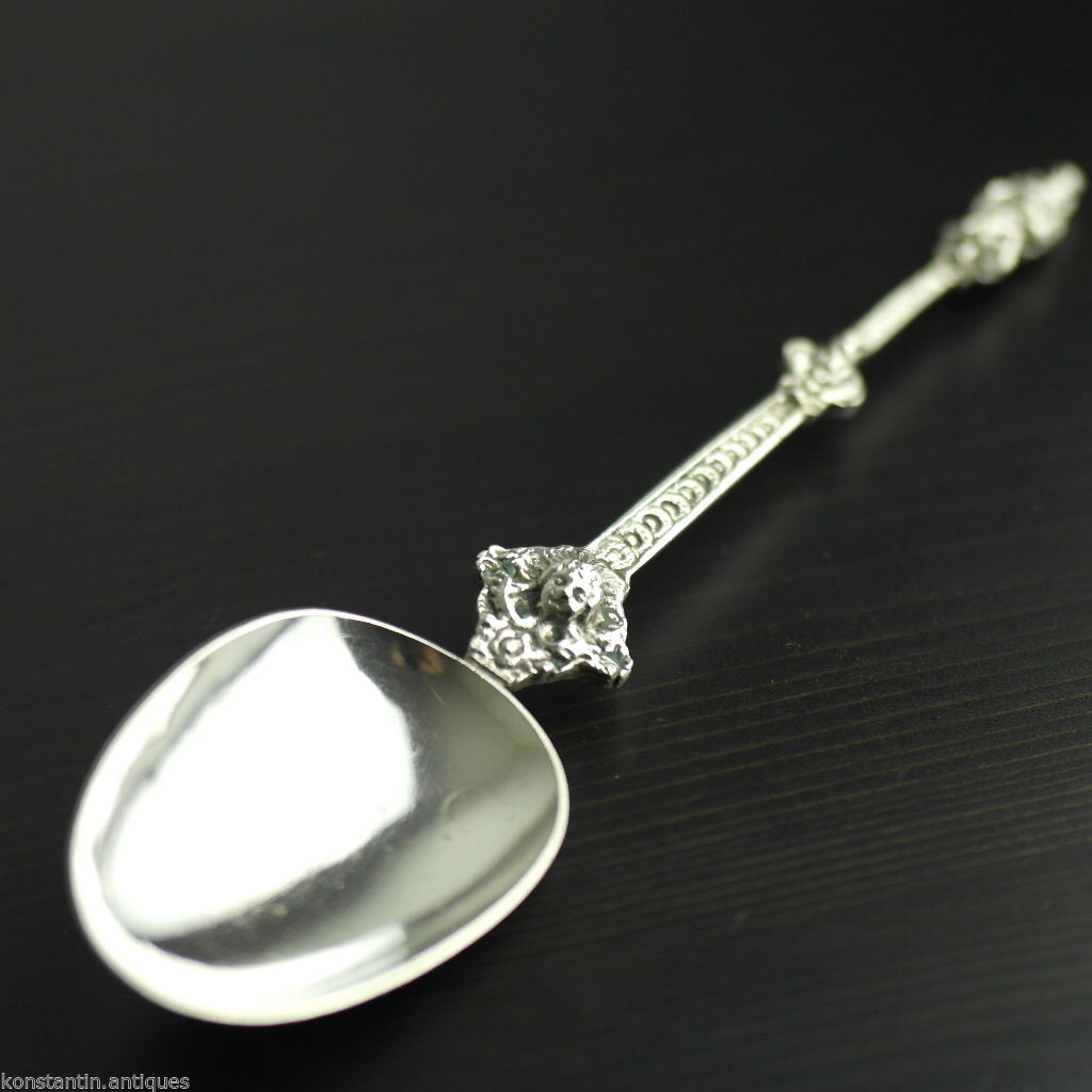 Antique 19thC HANAU sterling silver large anointing spoon