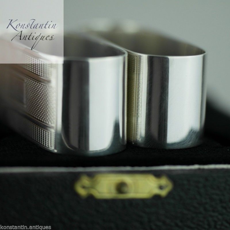 Vintage / Retro 1956 sterling silver napkin rings set of 2 two box Birmingham