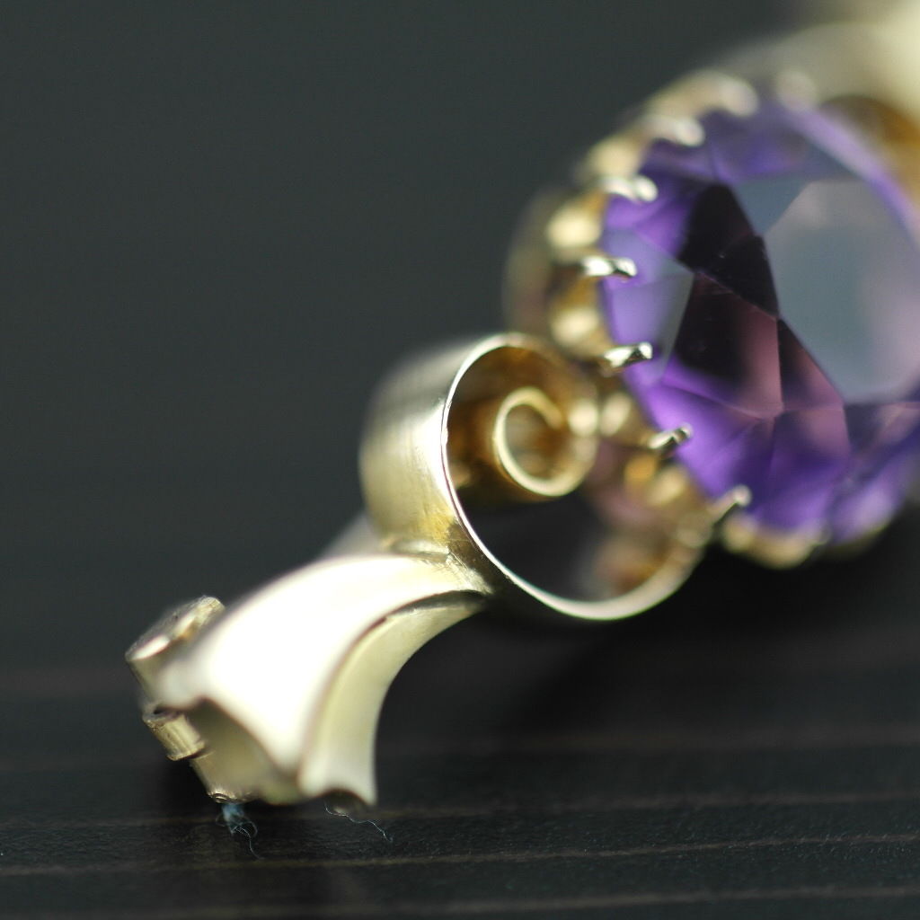 Antique 4.30ct Siberian Amethyst 14ct gold pin brooch 56 Russian Empire