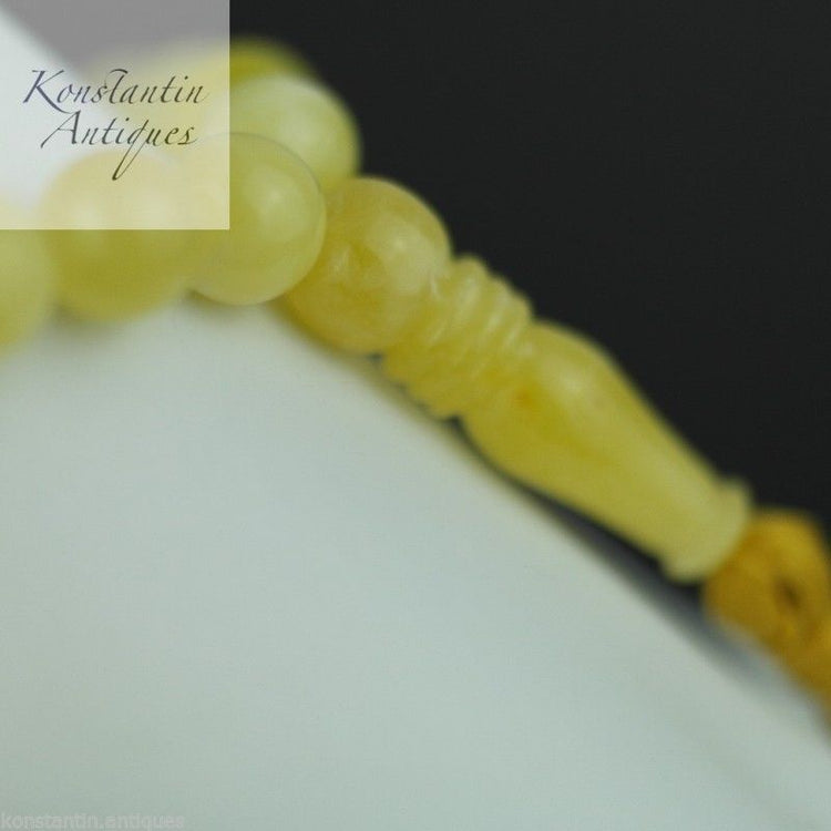 Genuine Baltic Amber beads 9mm Islam Tasbih Rosary White egg yolk