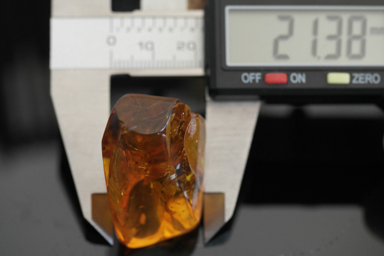 Baltic Amber polished raw stone with Inclusion bugs framed