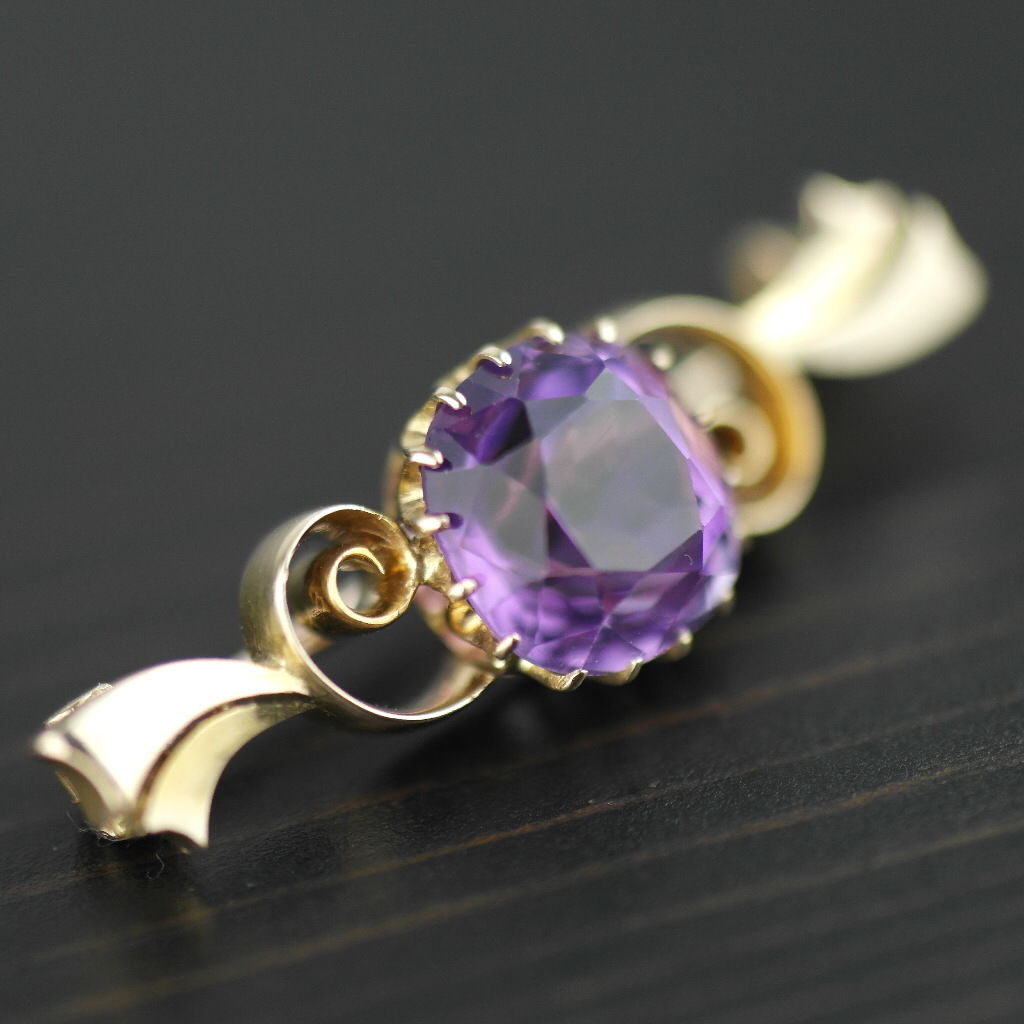 Antique 4.30ct Siberian Amethyst 14ct gold pin brooch 56 Russian Empire