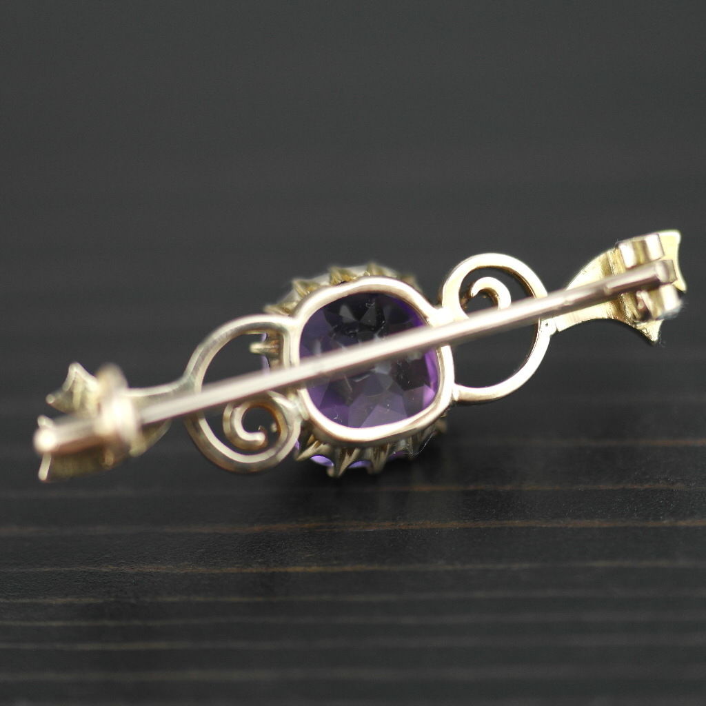 Antique 4.30ct Siberian Amethyst 14ct gold pin brooch 56 Russian Empire