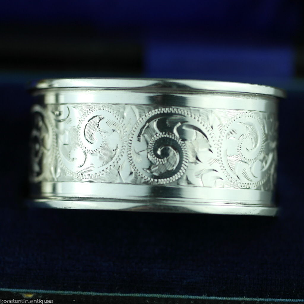 Antique 1912 sterling silver napkin rings set of two Chester boxed