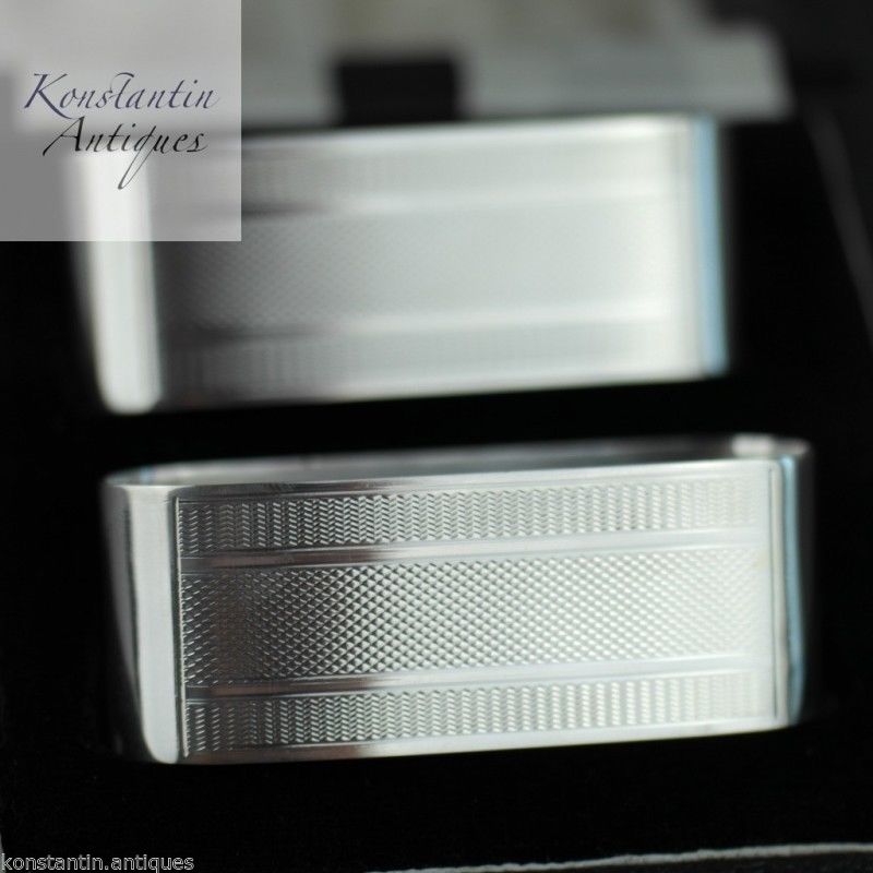 Vintage / Retro 1956 sterling silver napkin rings set of 2 two box Birmingham