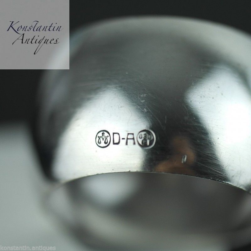 Antique solid silver napkin ring Norway David Andersen 830 S inscription LORNA