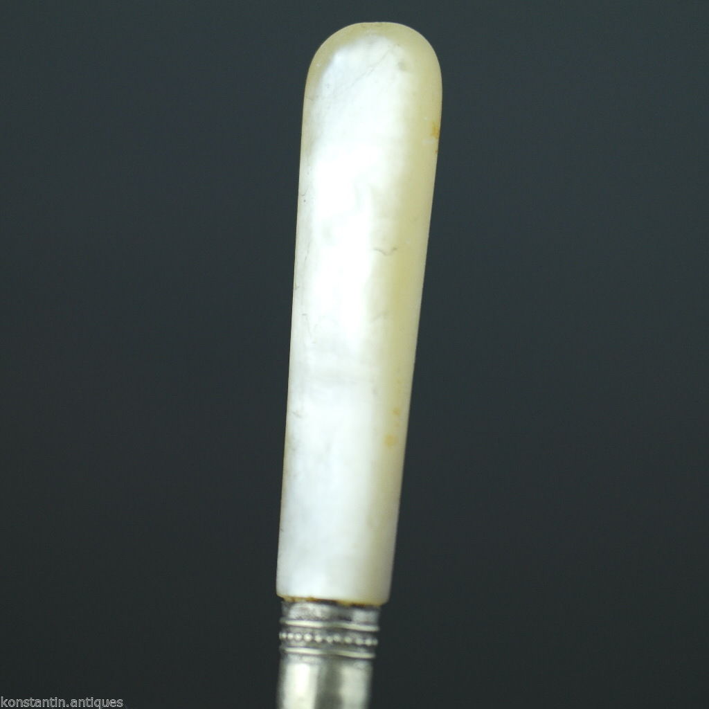 Antique table fish fork with mother of pearl handle Sheffield silver plated
