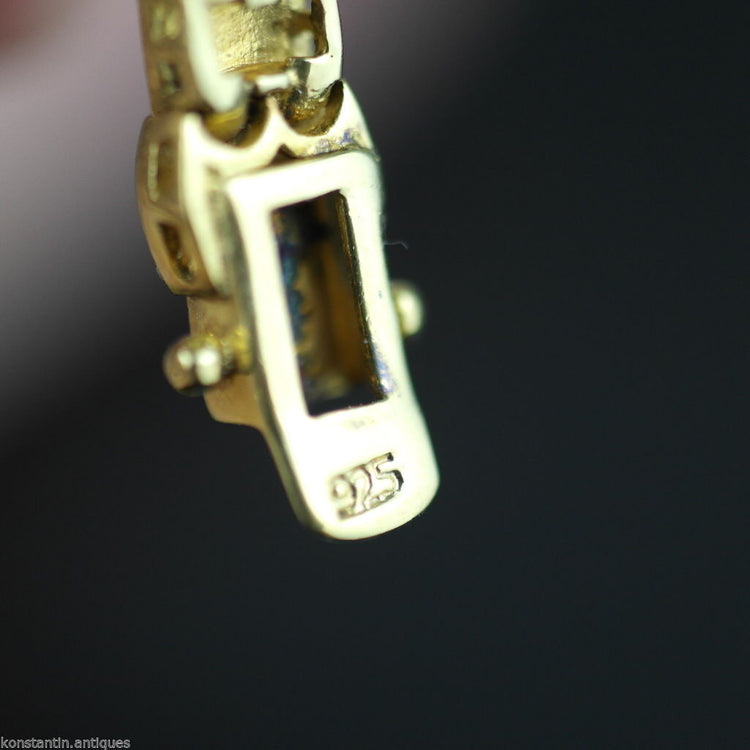 Pulsera vintage de plata de ley chapada en oro de 18k cadena tenis Cubic Zirconia 
