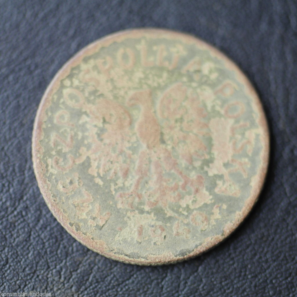 Vintage 1949 moneda 1 zlot Presidente Bolesław Bierut de la República de Polonia 20thC