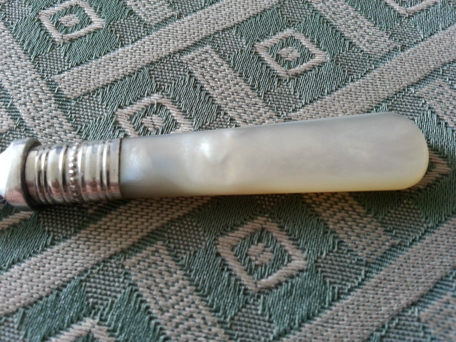 Antique silver plated fish fork with Nacre MOP handle