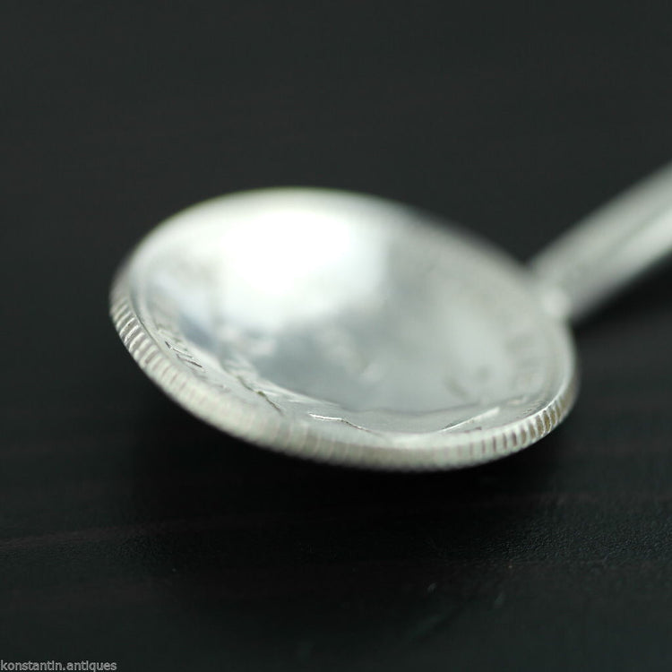 Antique 1868 solid silver coin spoon French Empire Napoleon III 1 Franc