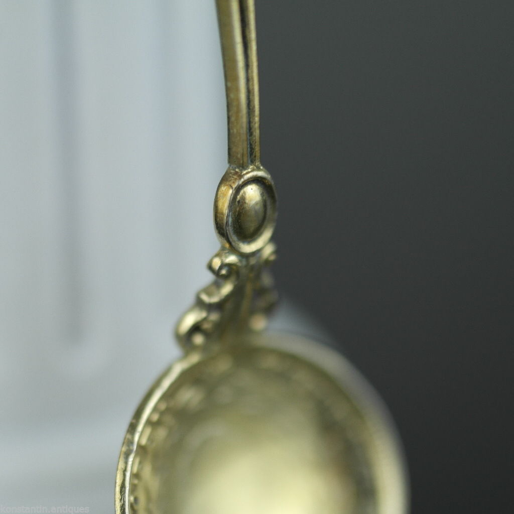 Antique 1787 gold plated solid silver 20 Kreuzer coin spoon IOSEPH Austrian Empire 800 German