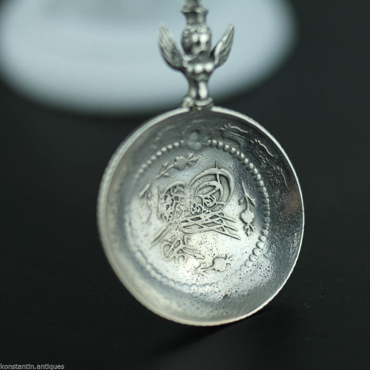 Antiker Münzlöffel aus massivem Silber, Osmanisches Reich, Türkei, Kurush, islamische Harpyie, selten 
