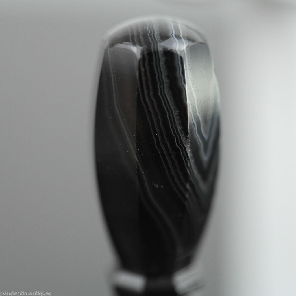 Antiguo sello de cera con mango de ágata natural de plata maciza del siglo XVIII M 