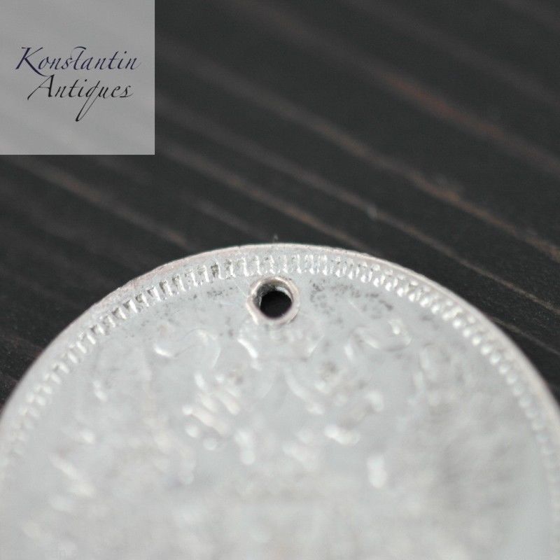 Antigua moneda de plata maciza de 1871 20 kopeks Emperador Alejandro II del Imperio Ruso siglo XIX