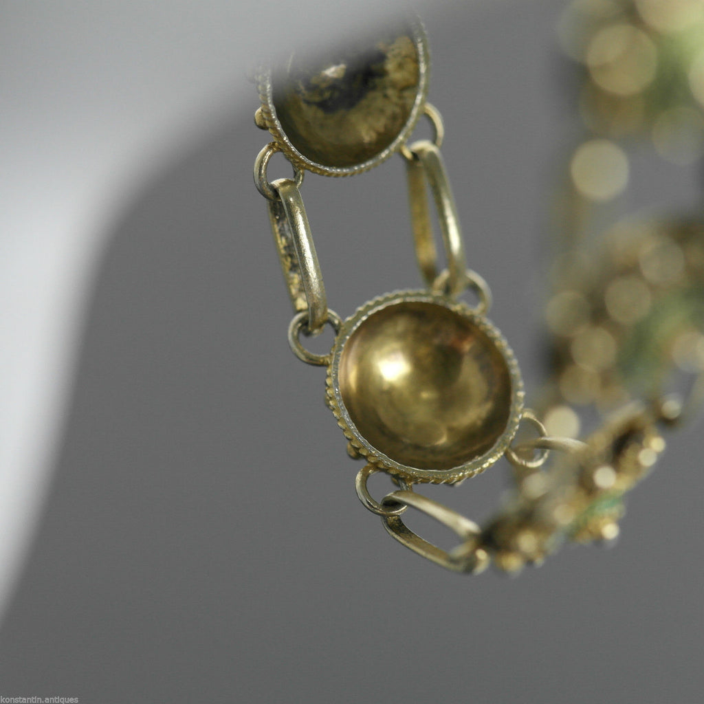 Antikes vergoldetes Guilloche-Emaille-Armband aus massivem Silber aus dem 20. Jh. Proto 833 