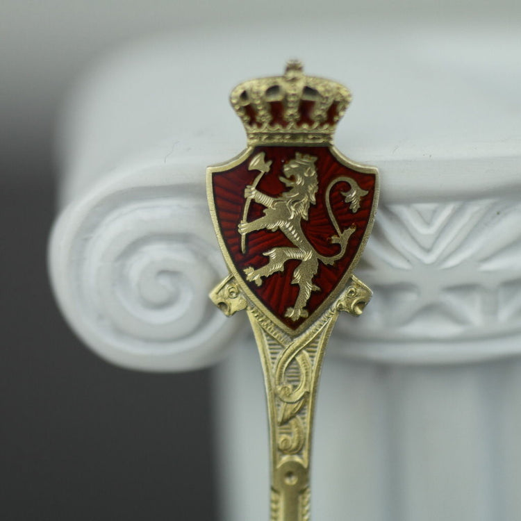 Antique sterling silver gold plated enamel spoon Norway David Andersen