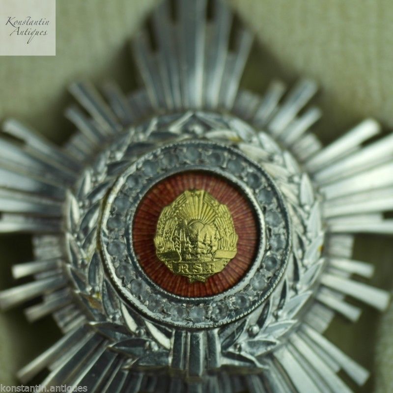 Vintage 1960s esmalte plata maciza orden estrella 22 talla brillante CZ clase III RSR