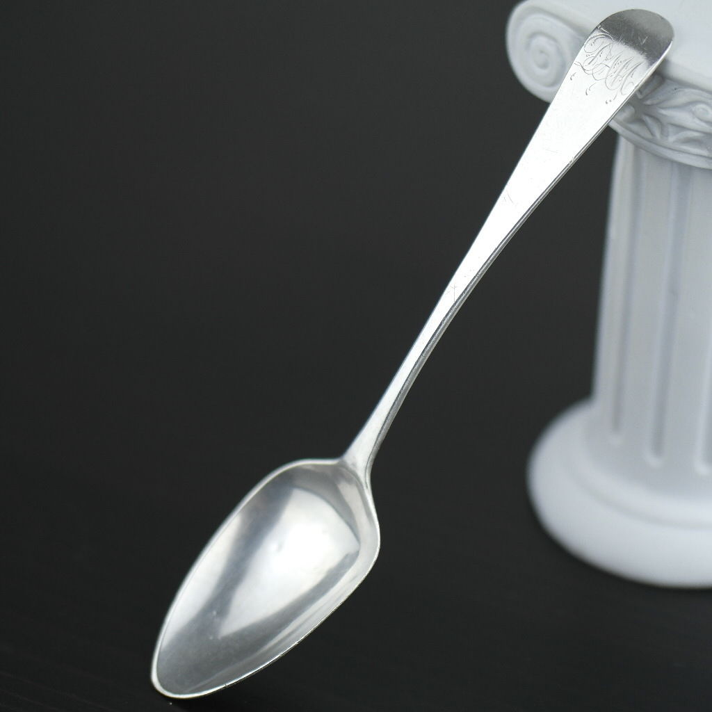 Georgian 1822 solid silver spoon London maker William Bateman DAM sterling duty