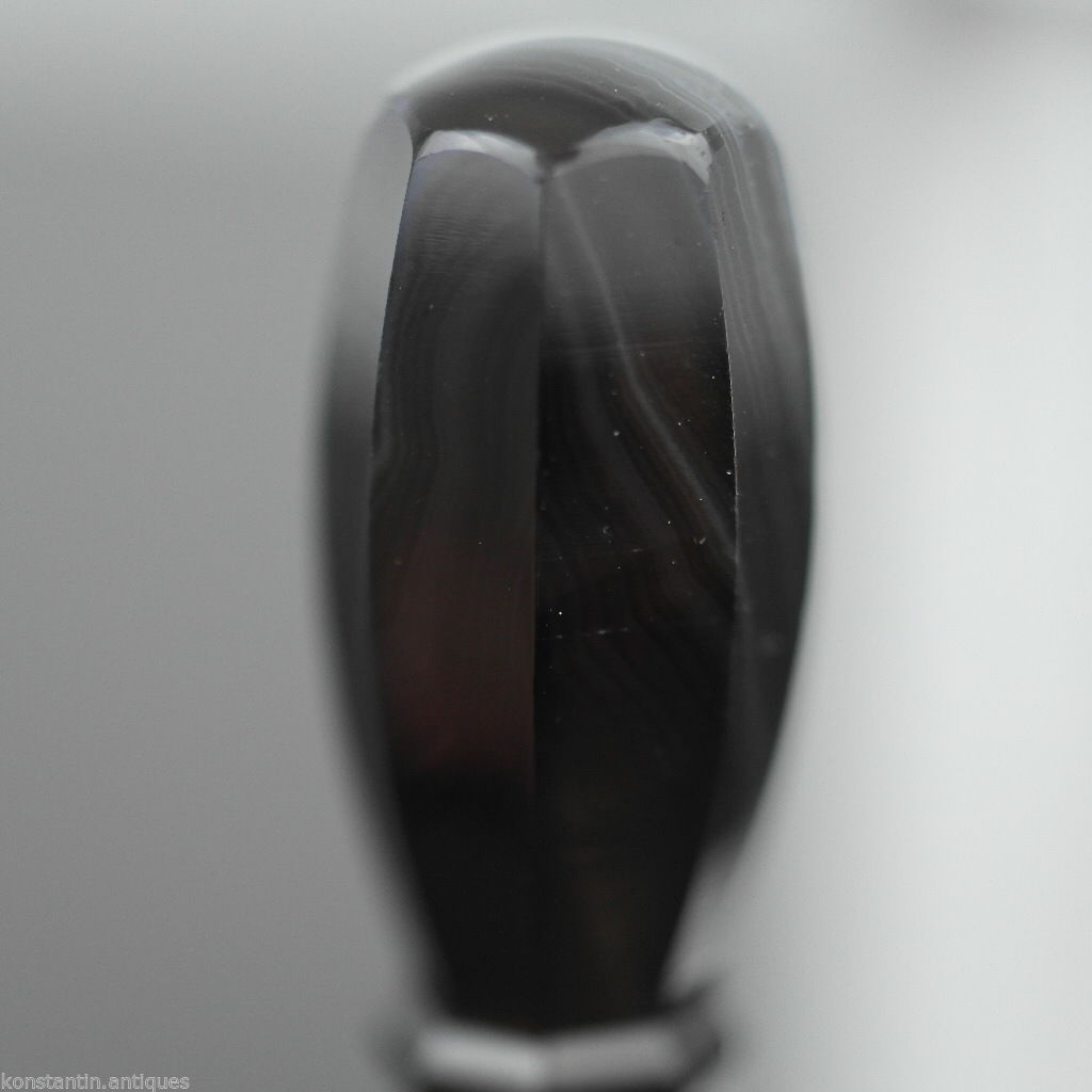 Antiguo sello de cera con mango de ágata natural de plata maciza del siglo XVIII M 