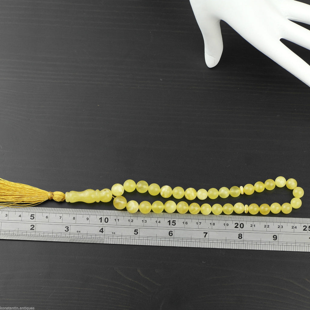 Genuine Baltic Amber beads bracelet Islam Tasbih Rosary White Cloudy yolk