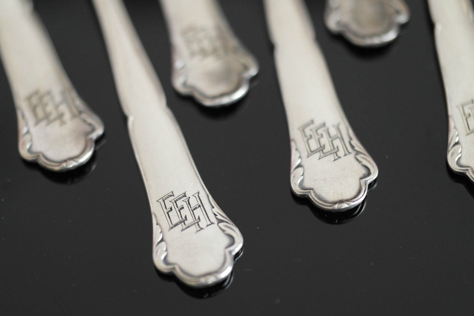 Antique gold plated solid silver set of twelve spoons WMF German