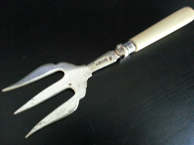 Antique silver plated serving fork  British Empire