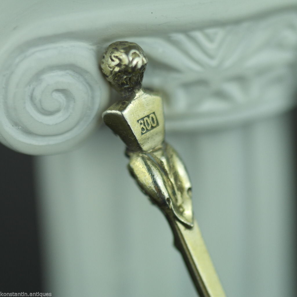 Antique 1787 gold plated solid silver 20 Kreuzer coin spoon IOSEPH Austrian Empire 800 German