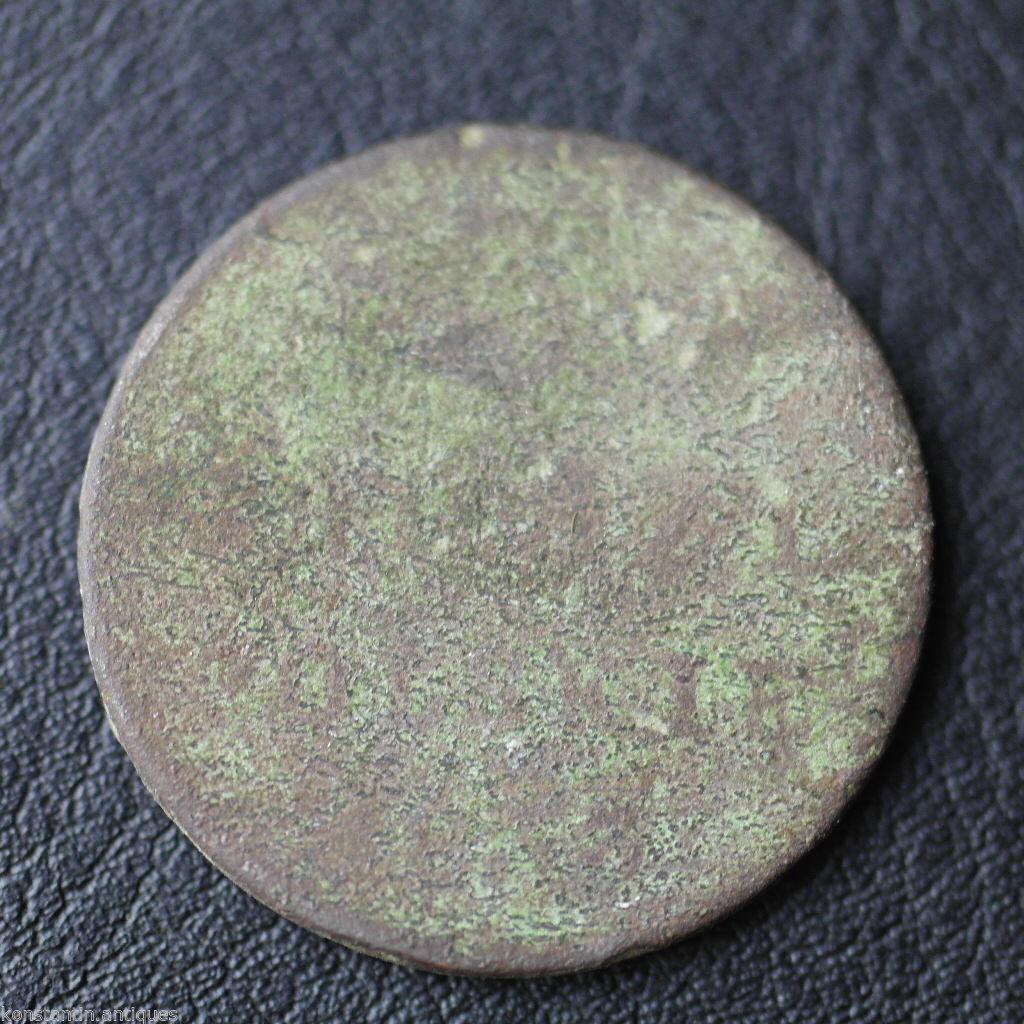 Antique 18thC coin kopek Russian Empire Tsar era Crowned Double head Eagle