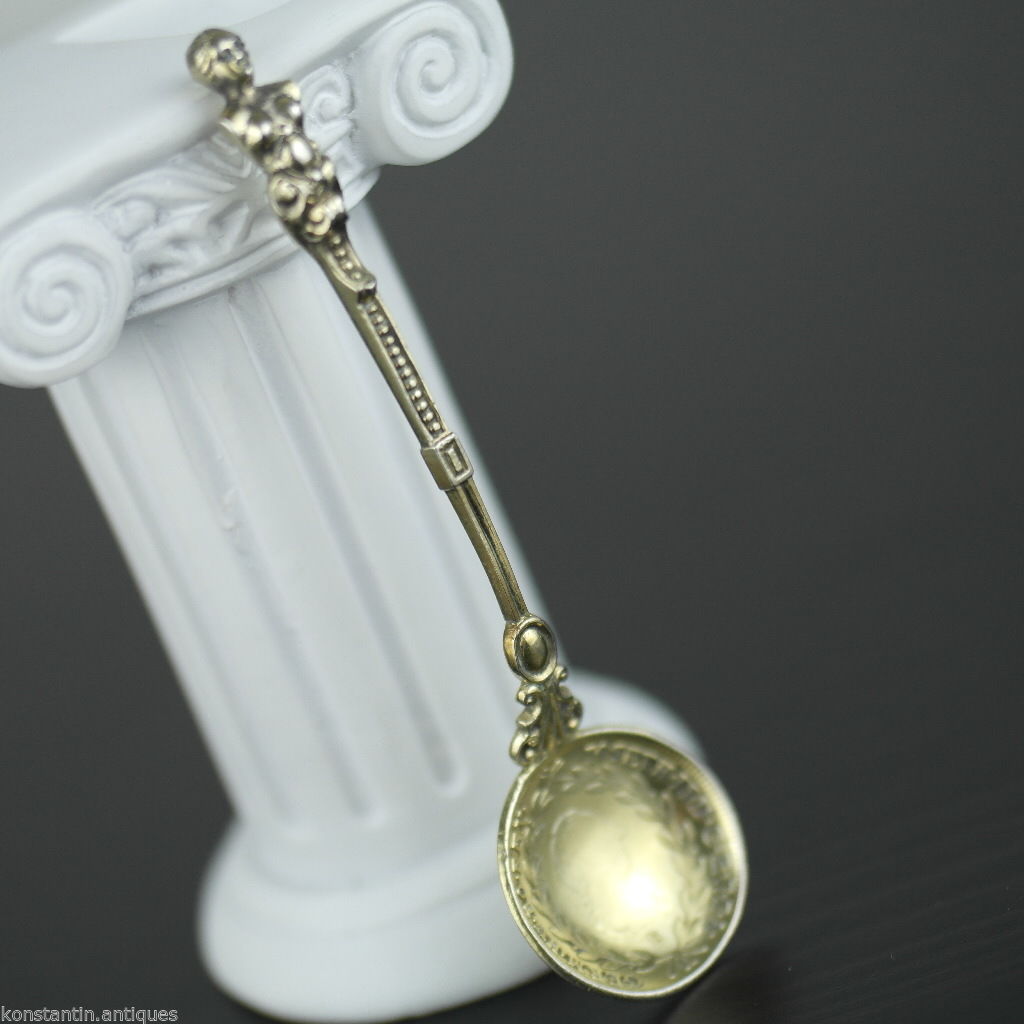 Antique 1787 gold plated solid silver 20 Kreuzer coin spoon IOSEPH Austrian Empire 800 German