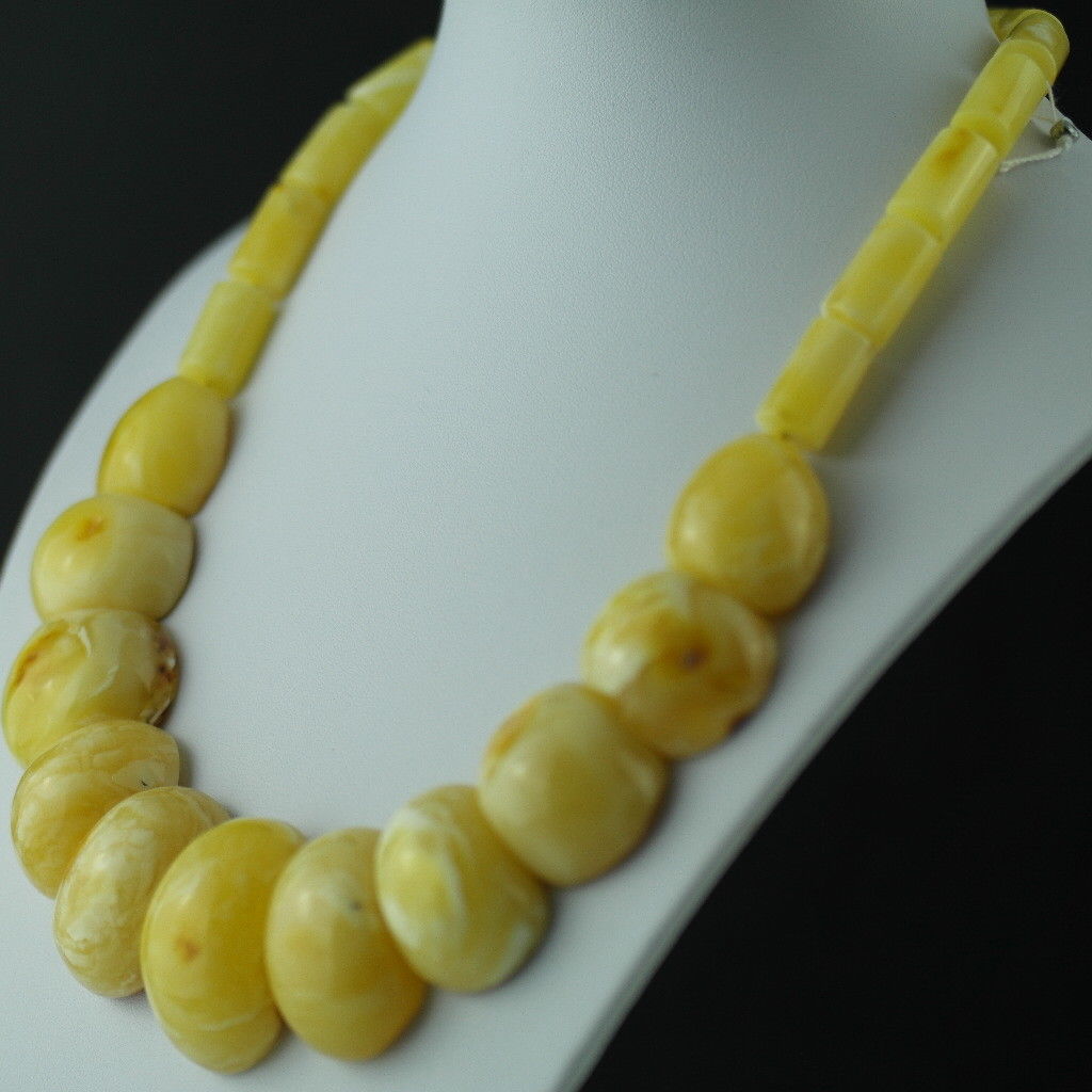 Elegant German Genuine Amber half beads necklace