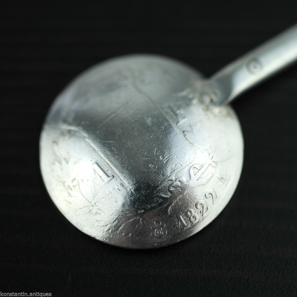 Cuchara de moneda de plata maciza antigua de 1822 Imperio francés Luis XVIII ROI 1 franco